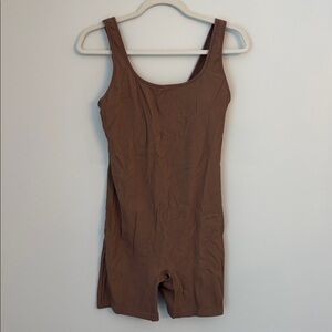 Momanda Maternity Brown Ribbed Bodysuit Romper